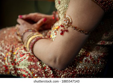 Hindu Or Sikh Woman With Traditional Bracelet On Her Arm