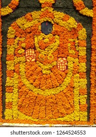 hindu traditional god lord venkateswara's wife alivelu mangamma made with flowers