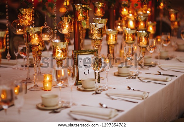 Hindu Wedding Reception Dinner Tables Served Royalty Free Stock