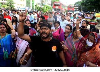 Hindus Stage A Demonstration In Dhaka, Bangladesh, On October 18, 2021, To Protest Against The Fresh Religious Violence Against Hindus In The Country.



