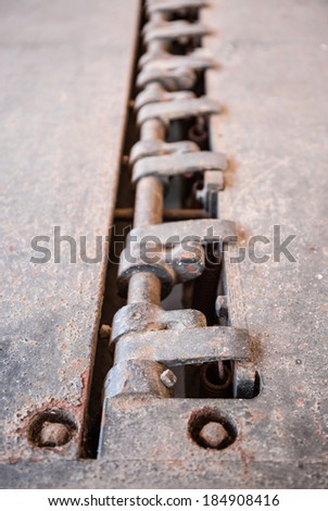 Hinge of old iron door