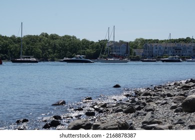 Hingham, Massachusetts, USA - May 29, 2022: View Of Yachts And Boats In Hingham Bay