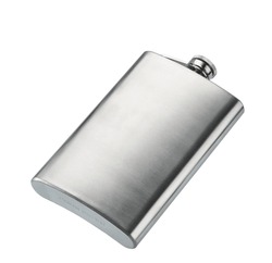 Hip Flask Alcohol Container Metal Iron Isolated On White Background. Stainless Hip Flask Isolated.
Metal Hip Flask Isolated On White Background.