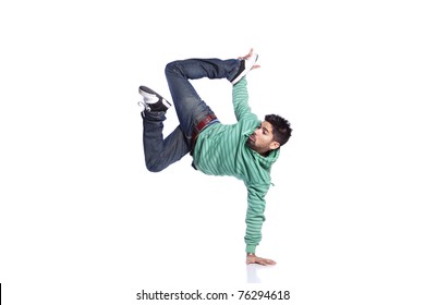 Hip Hop Dancer Showing Some Movements (isolated On White)