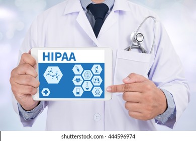 HIPAA Doctor holding  digital tablet