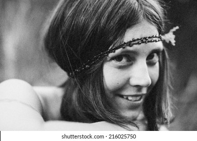 Hippy girl - 70s style - Shutterstock ID 216025750