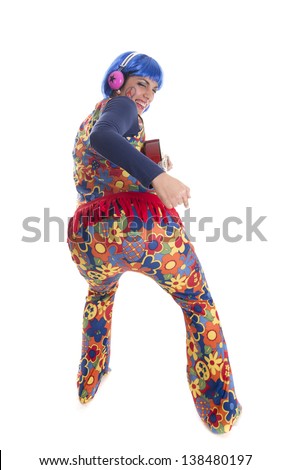 hippy girl with her colorful costume dancing