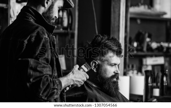 Hipster Client Getting Haircut Barber Hair Stock Photo Edit Now