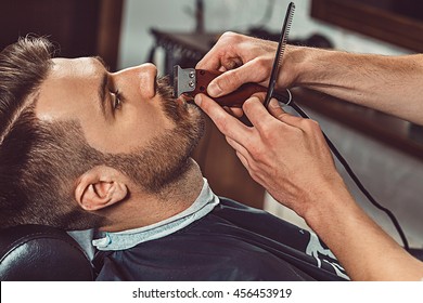 Hipster Client Visiting Barber Shop