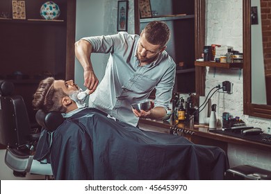 Hipster Client Visiting Barber Shop