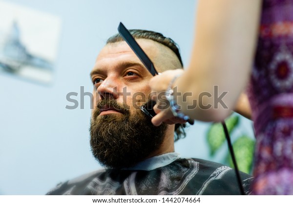 Hipster Client Visiting Barber Shop Mens Stock Photo Edit Now