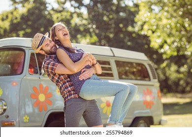 Hipster Couple Having Fun Together On A Summers Day