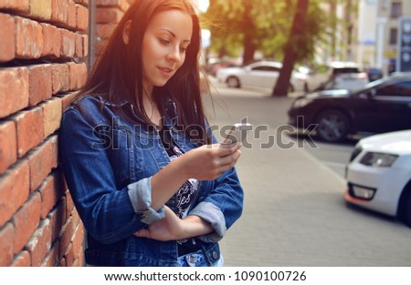 Similar – beautiful woman talking on the phone while laughing.