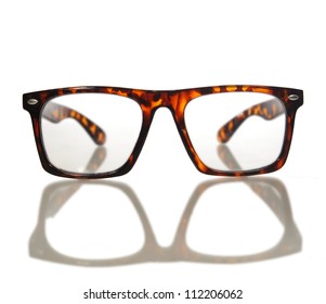 Hipster glasses with reflection isolated on white