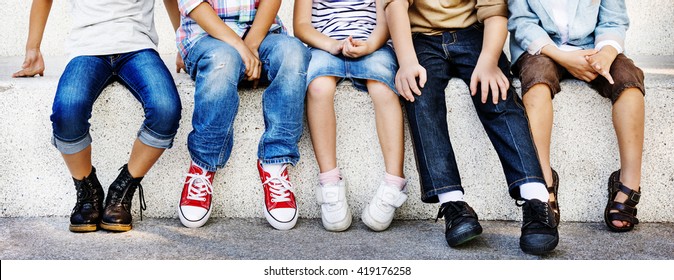 Hipster Kids Friends Playing Togetherness Fun Concept