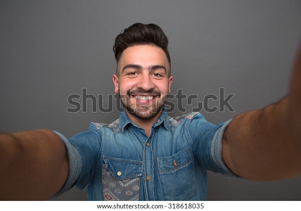 Hipster Man Making Selfies Man Short Stock Photo Edit Now 318618035