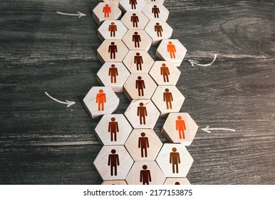 Hiring new employees and involving members to project. Human resources. Team building, teamwork cooperation. Recruiting workers. Efficiency and productivity. Personnel and work resources management. - Shutterstock ID 2177153875
