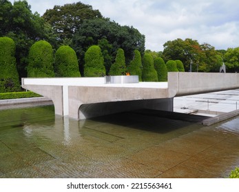 Hiroshima, Japan, August 12th, 2022: An Monument Made Of Stone In A City Park In Hiroshima.