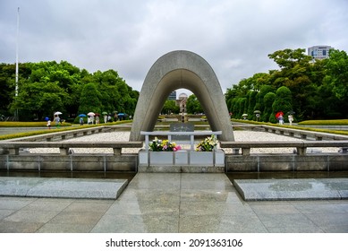 Hiroshima, Japan - August 25, 2013: Peace Memorial Park, Atomic Bomb Victims Cenotaph