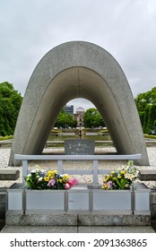 Hiroshima, Japan - August 25, 2013: Peace Memorial Park, Atomic Bomb Victims Cenotaph