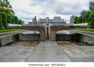 Hiroshima, Japan - August 25, 2013: Peace Memorial Park, Atomic Bomb Victims Cenotaph