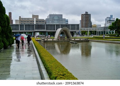 Hiroshima, Japan - August 25, 2013: Peace Memorial Park, Atomic Bomb Victims Cenotaph