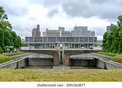 Hiroshima, Japan - August 25, 2013: Peace Memorial Park, Atomic Bomb Victims Cenotaph