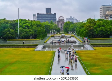 Hiroshima, Japan - August 25, 2013: Peace Memorial Park, Atomic Bomb Victims Cenotaph