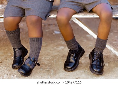 His And Her School Shoes, Toughies On The Step.