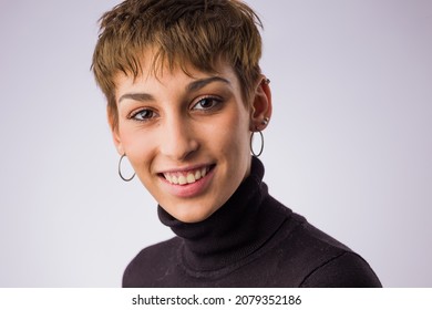 Hispanic Ethnic Young Beautiful Woman Happy People Looking At Camera. Actress And Dancer Headshot