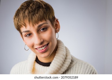 Hispanic Ethnic Young Beautiful Woman Happy People Looking At Camera. Actress And Dancer Headshot