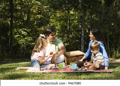 Hispanic Family Picnic In The Park.