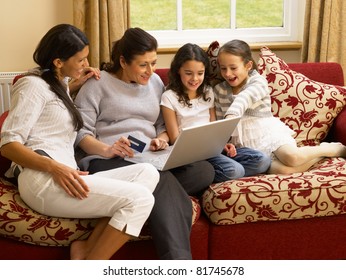 Hispanic Family Shopping Online