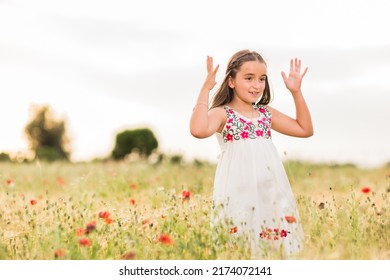 Hispanic Girl Doing A Viral Dance For Social Network Mobile Smartphone Application. Lifestyle