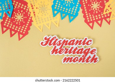 Hispanic heritage month background with mexican paper flags - Shutterstock ID 2162222501