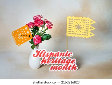 Hispanic Heritage Month Background With Mexican Paper Flags