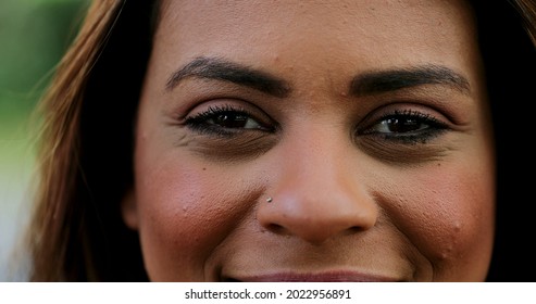 Hispanic Latina Woman Portrait Smiling, Person Opening Eyes