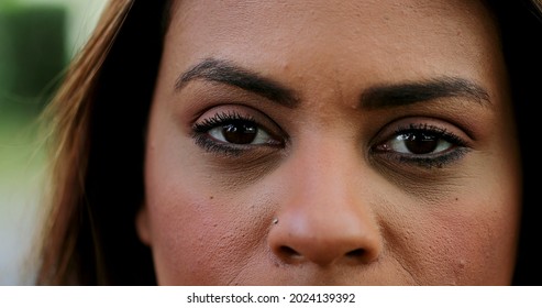 Hispanic Latina Woman Portrait Smiling, Person Opening Eyes