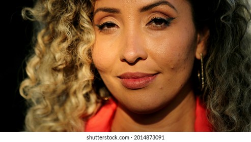 Hispanic Latina Woman Smiling Portrait In Sunlight