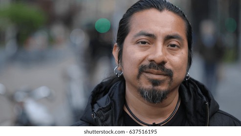 Hispanic Latino Man In City Face Portrait