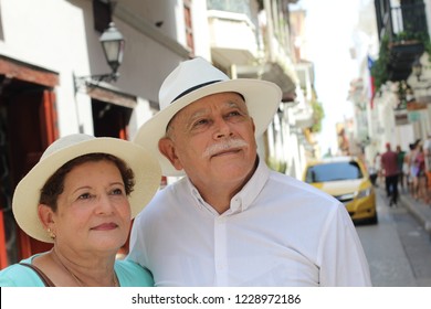 Hispanic Senior Couple With Copy Space