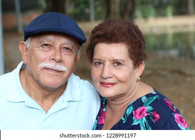 Hispanic Senior Couple With Copy Space