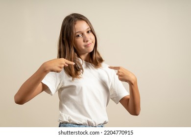 Hispanic Teen Girl Posing Isolated Feels Proud And Self-confident, Role Model