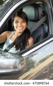 Hispanic Teenage Girl Driving