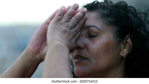 Hispanic Woman Praying. Spiritual Latin South American Person. Prayer