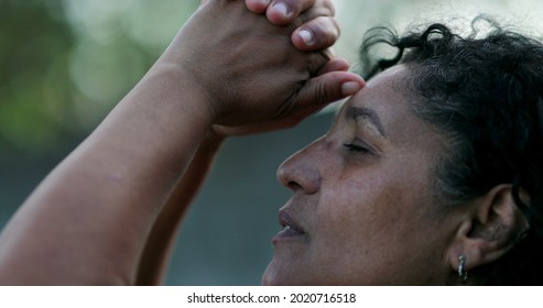 Hispanic Woman Praying. Spiritual Latin South American Person. Prayer