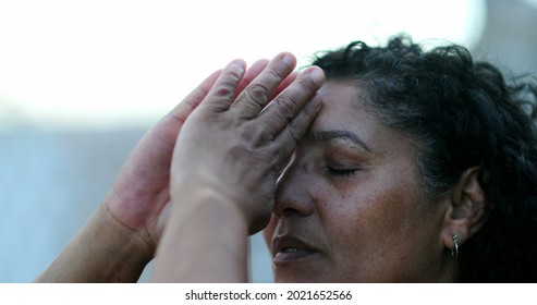 Hispanic Woman Praying. Spiritual Latin South American Person. Prayer