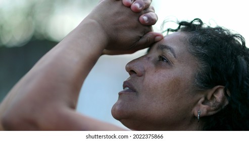 Hispanic Woman Praying. Spiritual Latin South American Person. Prayer