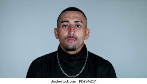 Hispanic Young Man Portrait Looking At Camera. Latino South American Guy