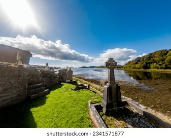 The historic Abbey Graveyard in Donegal town, which was build by Hugh O Donnell in 1474, in County Donegal - Ireland